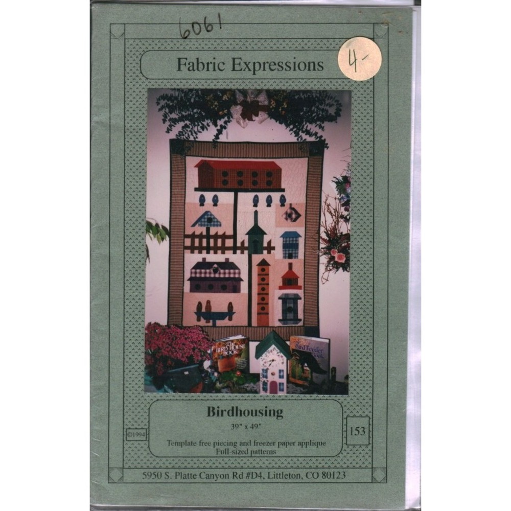 Fabric Expressions Birdhousing Quilt Pattern 153 Birdhouse Applique 1994 Vintage